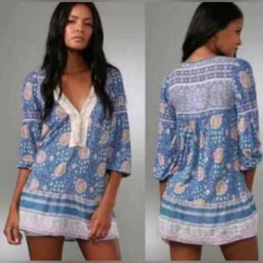 FREE PEOPLE Floral Boho Tunic Top Sz Large